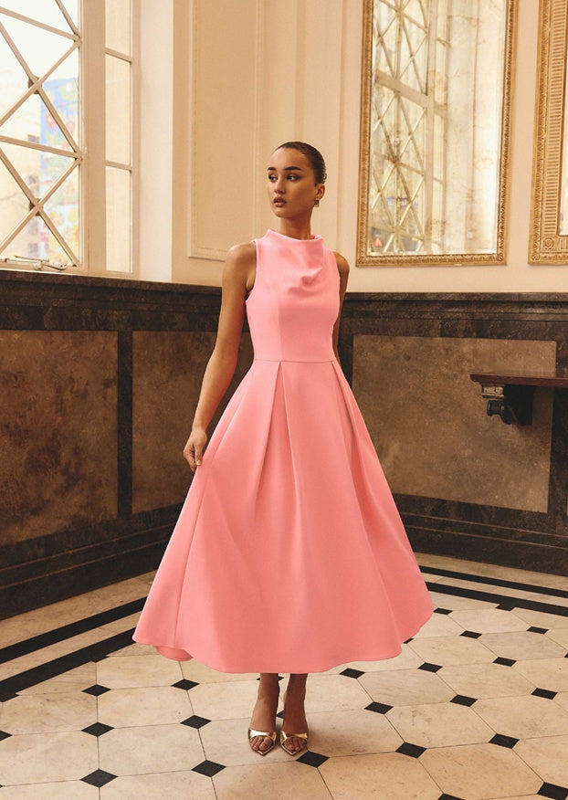 Elliatt Risa Cowl Neck Gown in Bubblegum Pink