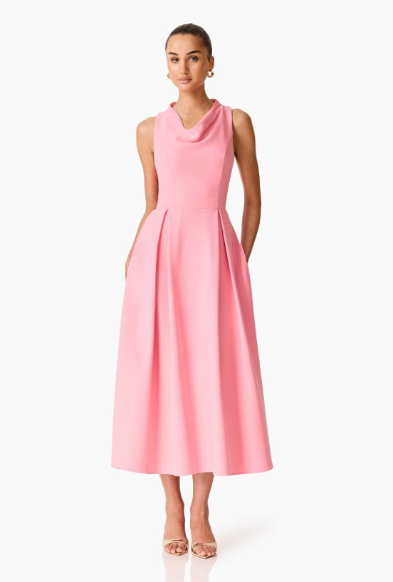Elliatt Risa Cowl Neck Gown in Bubblegum Pink
