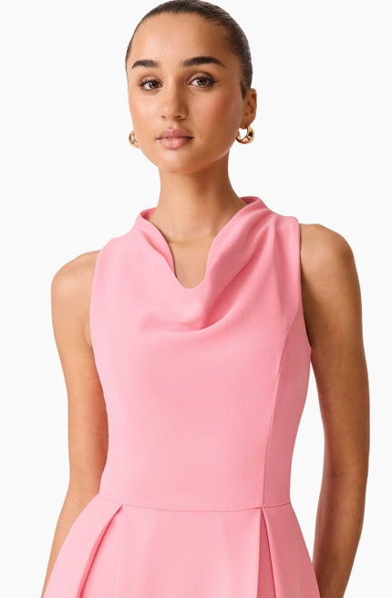 Elliatt Risa Cowl Neck Gown in Bubblegum Pink