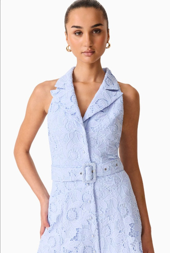 Elliatt Lacy Collared Maxi Dress In Powder Blue