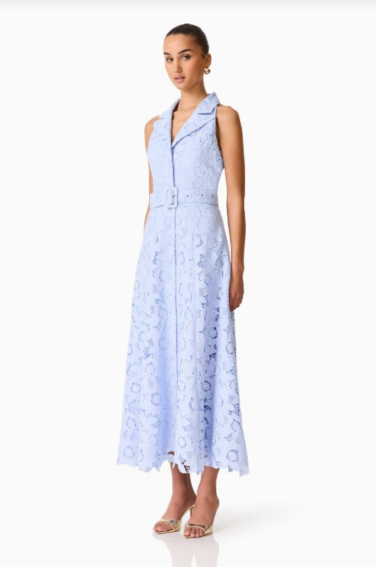 Elliatt Lacy Collared Maxi Dress In Powder Blue