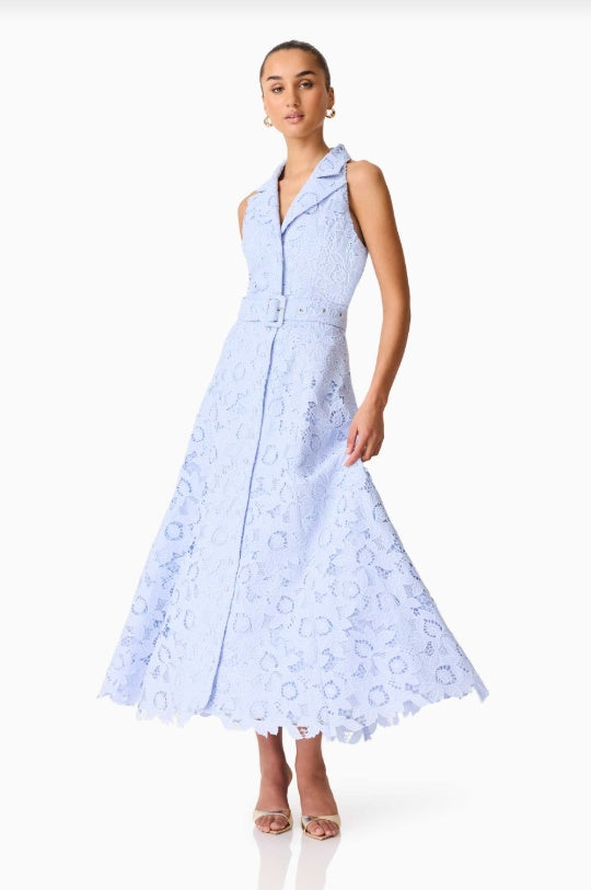 Elliatt Lacy Collared Maxi Dress In Powder Blue