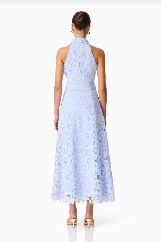 Elliatt Lacy Collared Maxi Dress In Powder Blue