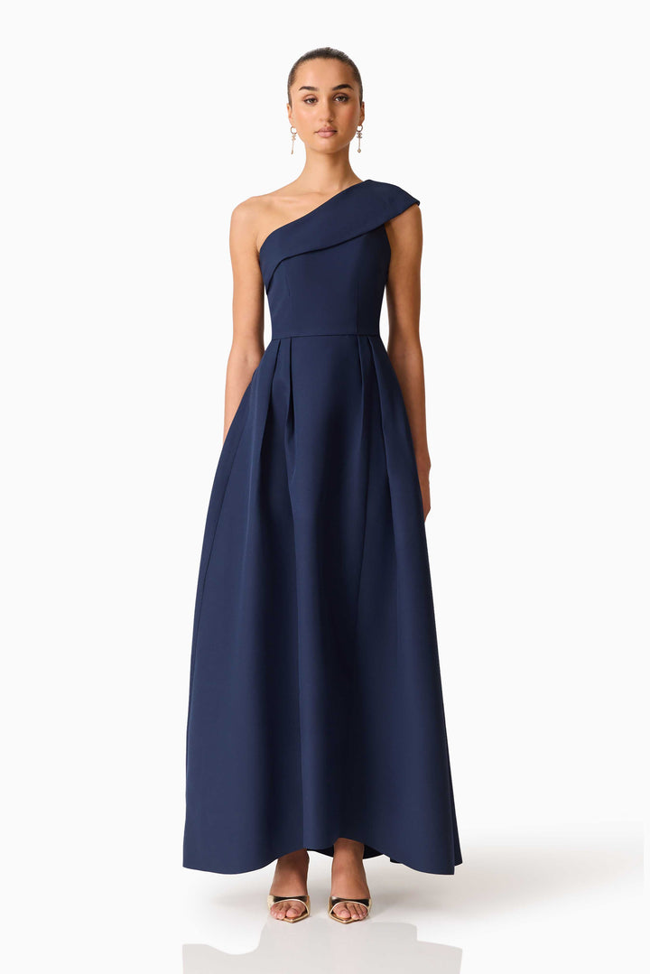 Elliatt Saphine One Shoulder Gown in Navy
