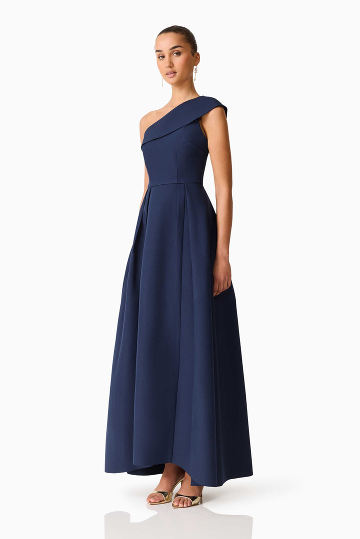 Elliatt Saphine One Shoulder Gown in Navy