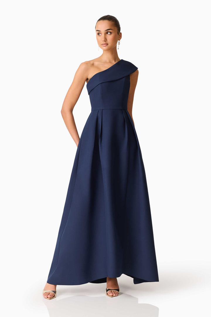 Elliatt Saphine One Shoulder Gown in Navy