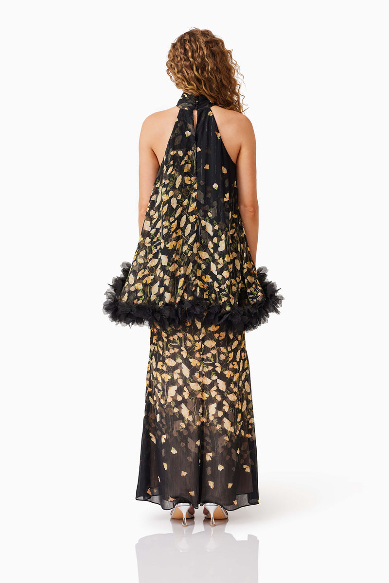 Elliatt Tulsia Cape Maxi Dress in Black