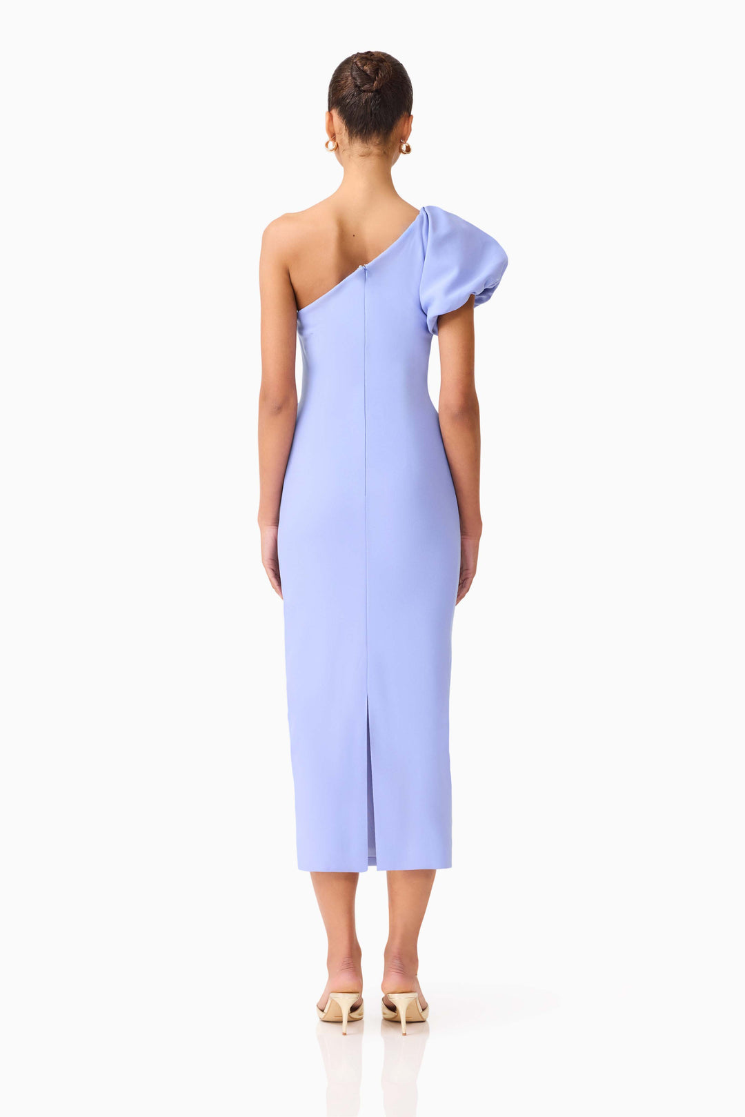 Elliatt Olenna Puff Sleeve Midi Dress in Blue