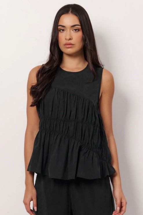 Adorne Evren Sleeveless Top in Black