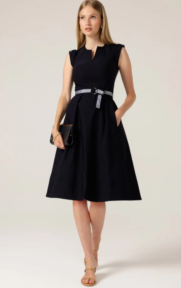 Sacha Drake Fit and Flare Dress in Navy