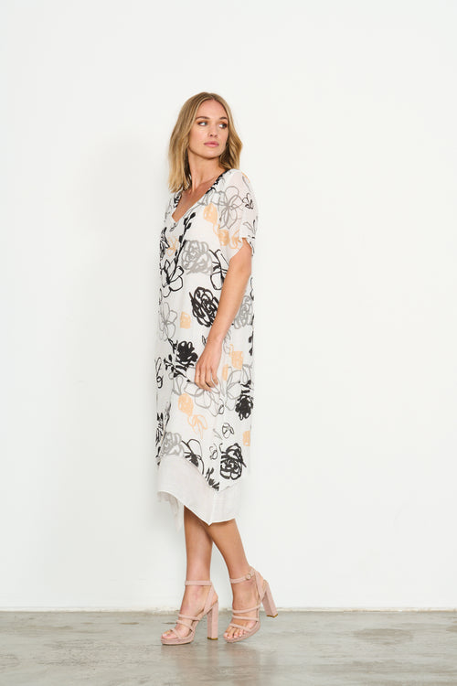 Holmes and Fallon Double Layered Sleeved Dress in White