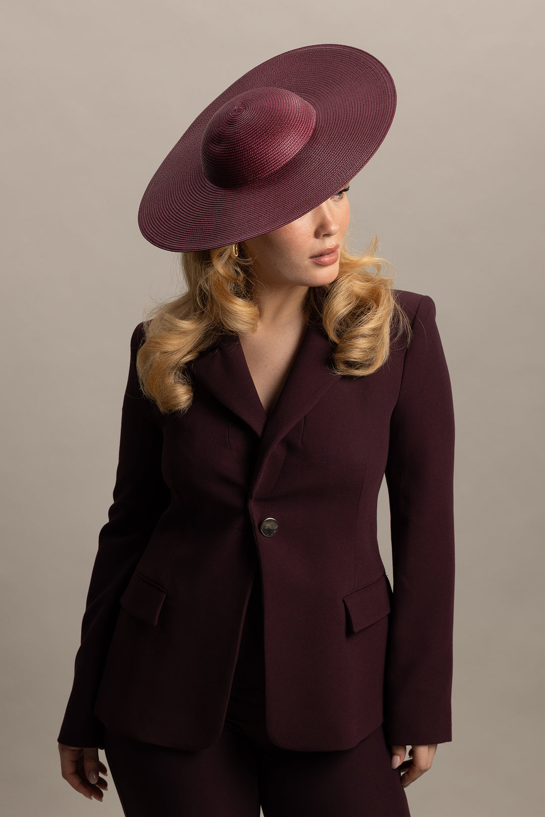 Morgan & Taylor Mona Racewear Plate Hat in Burgundy
