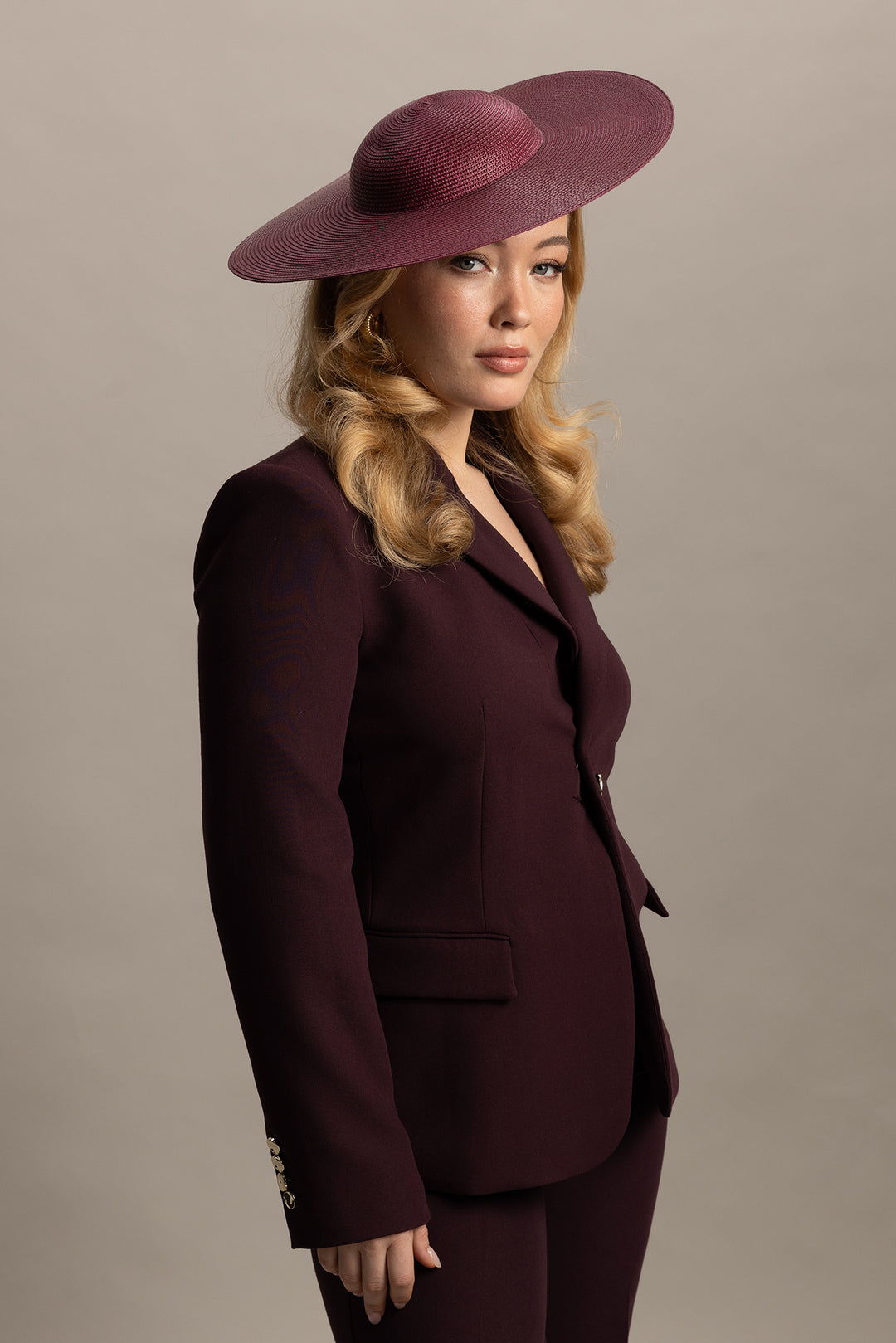 Morgan & Taylor Mona Racewear Plate Hat in Burgundy
