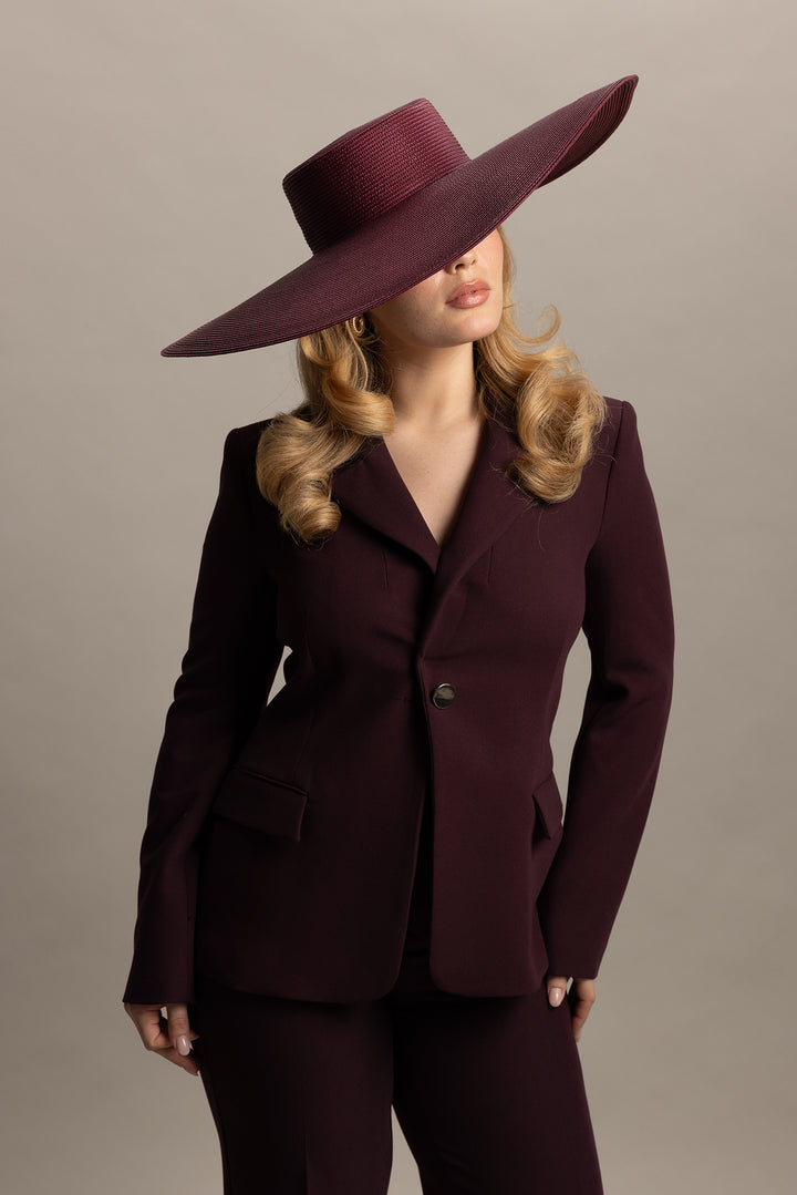 Morgan & Taylor Savannah Wide Brim Boater in Burgundy