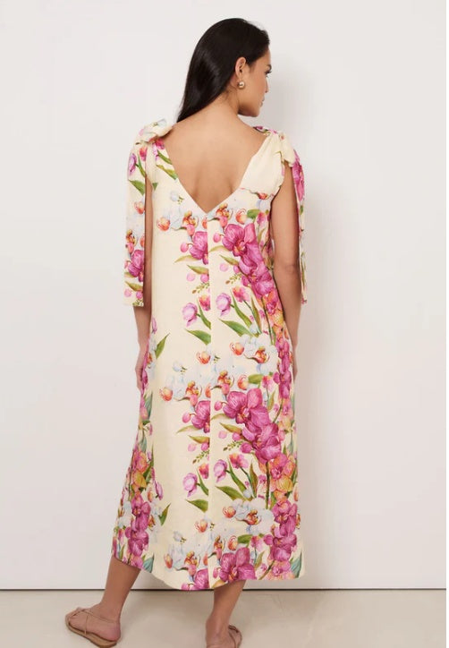 Adorne Hallie Tie Shoulder Linen Dress