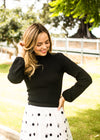 Silver Wishes Bella Knit Top in Black