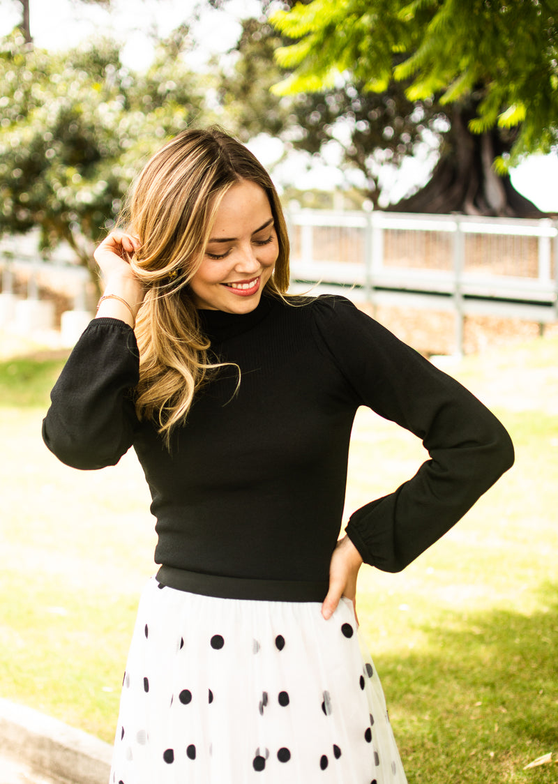 Silver Wishes Bella Knit Top in Black