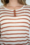 Silver Wishes Stripe Button Detail Knit Top