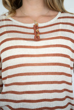 Silver Wishes Stripe Button Detail Knit Top