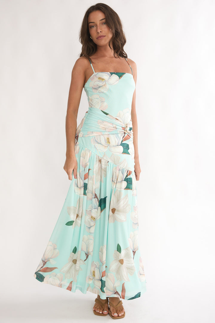 Saints & Secrets Floral Ruched Waist Dress