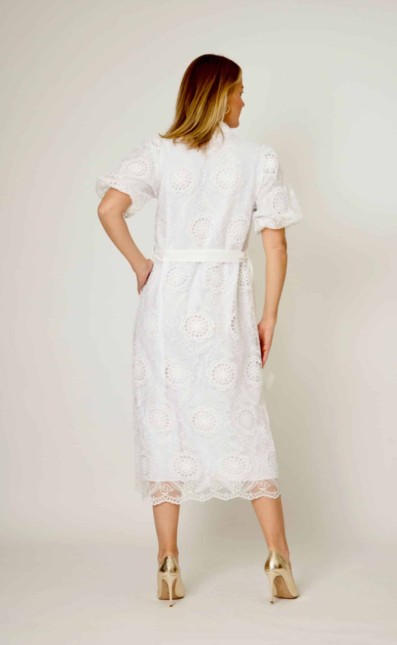 La Strada Lace Shirt Dress in White