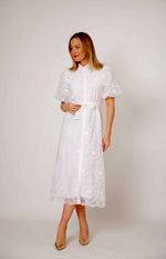 La Strada Lace Shirt Dress in White