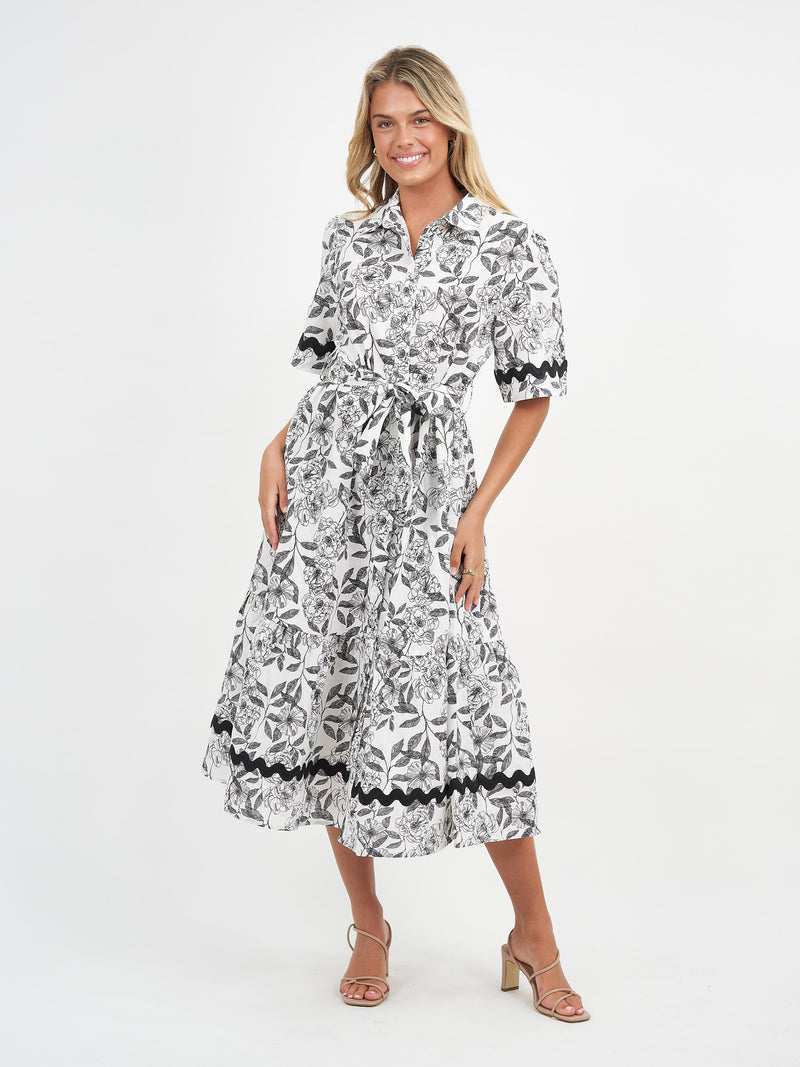 Liberty Rose Black and White Floral Dress