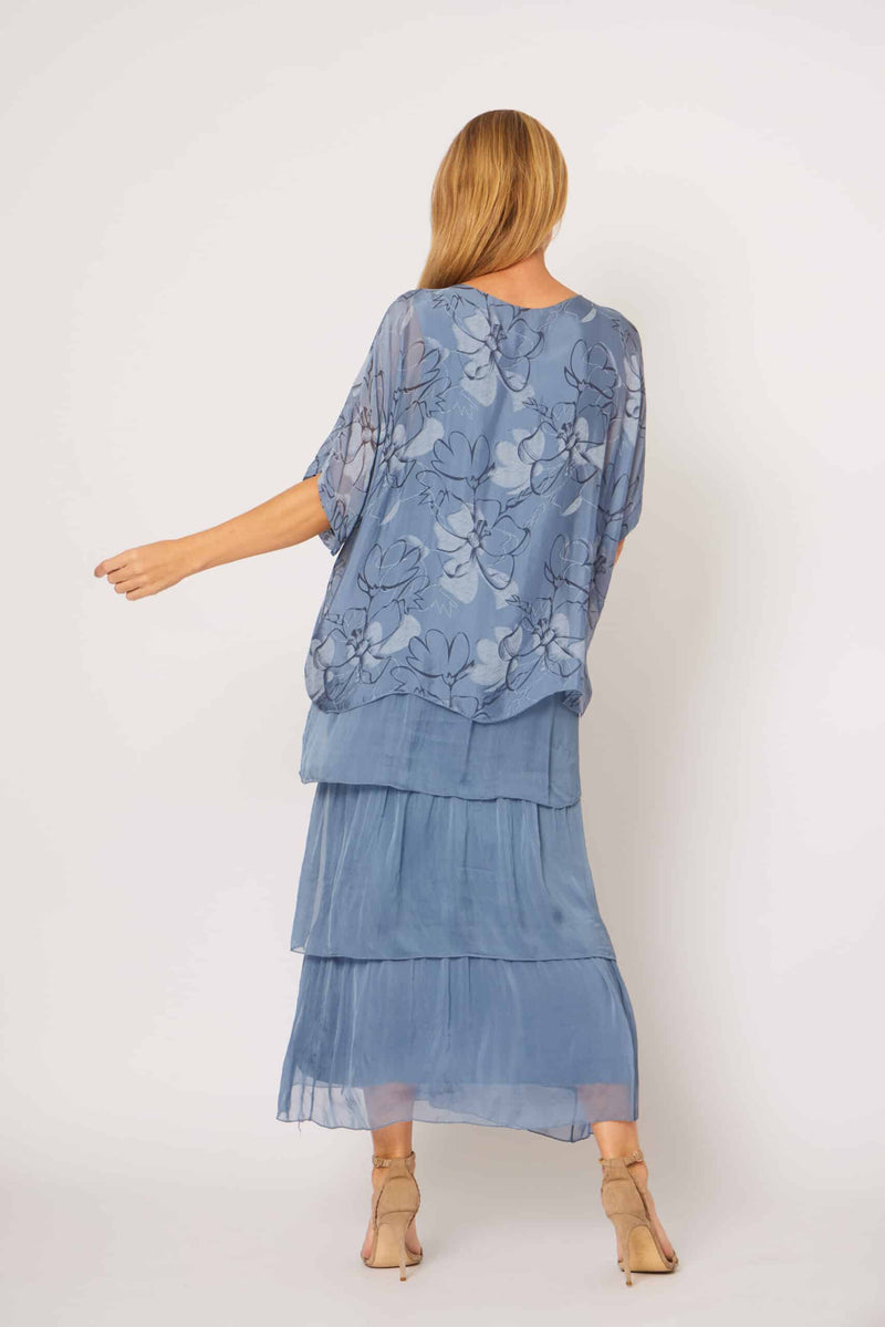 La Strada Multi Layers Dress in Floral Denim