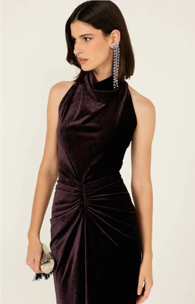 Sacha Drake Lavish Velvet Cowl Dress in Amethyst