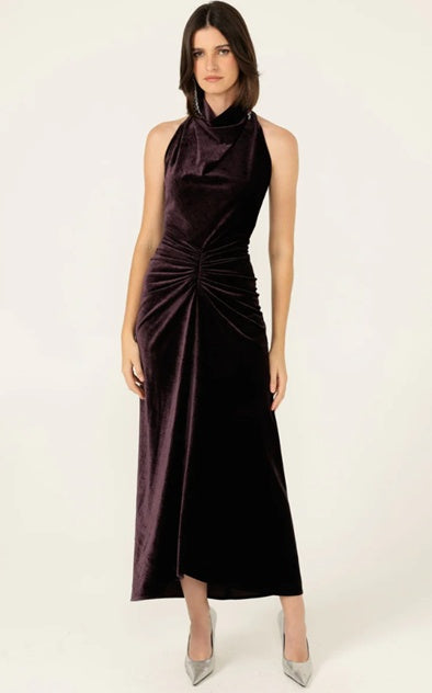 Sacha Drake Lavish Velvet Cowl Dress in Amethyst