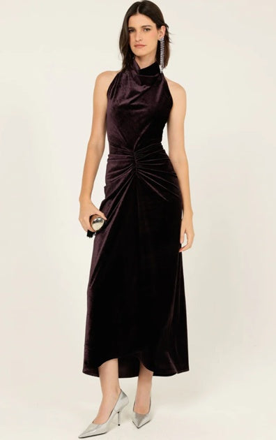 Sacha Drake Lavish Velvet Cowl Dress in Amethyst