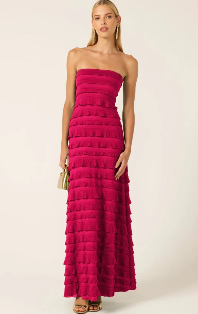 Sacha Drake Maddison Long Formal Dress in Raspberry