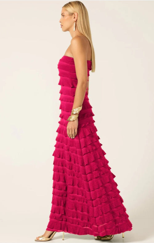 Sacha Drake Maddison Long Formal Dress in Raspberry
