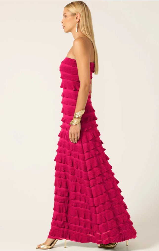 Sacha Drake Maddison Long Formal Dress in Raspberry