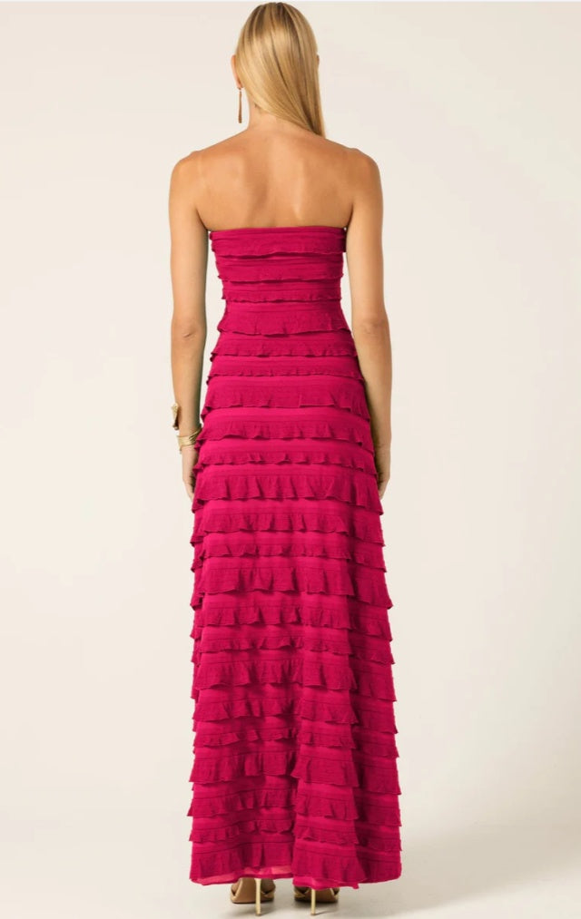 Sacha Drake Maddison Long Formal Dress in Raspberry