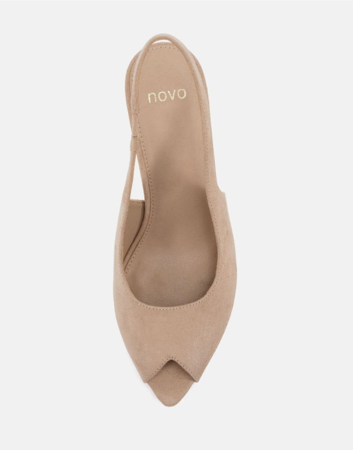 Novo Marcella Neutral Suede Heels