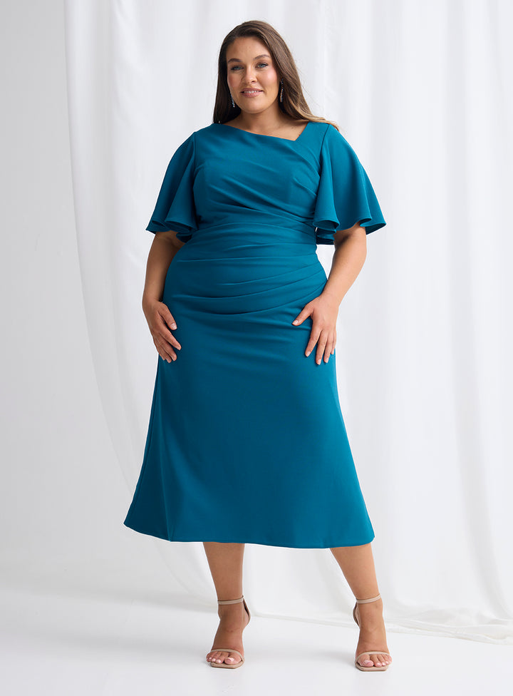 Trellis Lane Martha Midi Dress TL1196 (Available in Dusty Pink, Burgundy, Teal and Imperial Blue) (Copy)