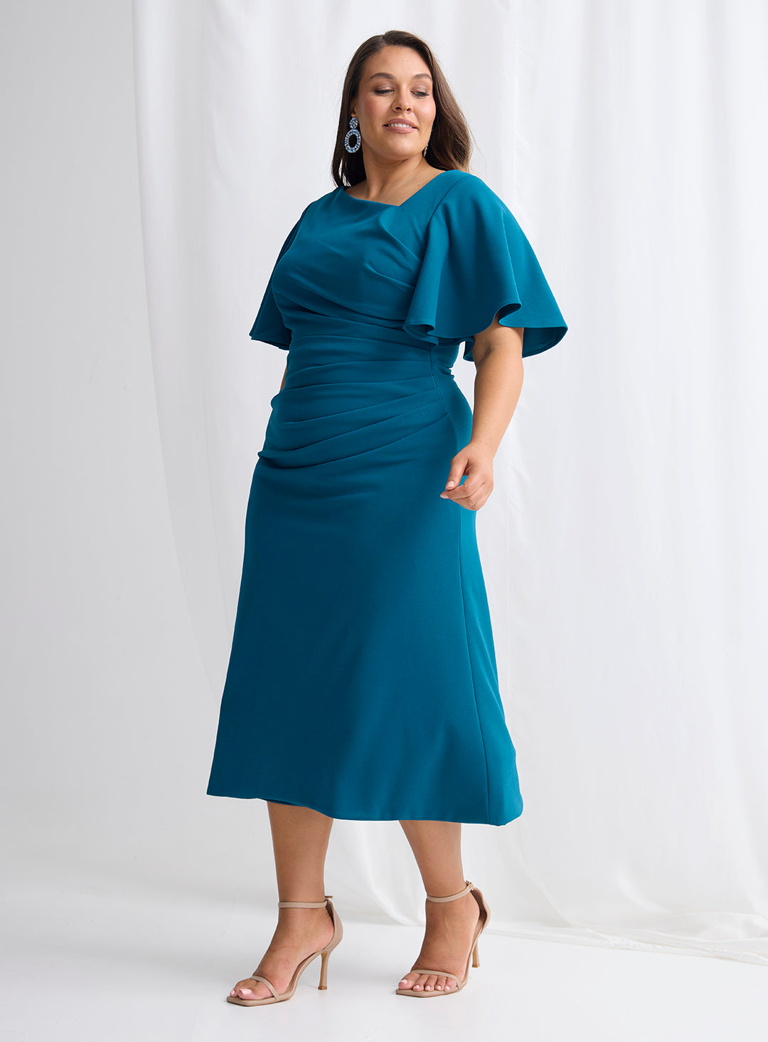 Trellis Lane Martha Midi Dress TL1196 (Available in Dusty Pink, Burgundy, Teal and Imperial Blue) (Copy)