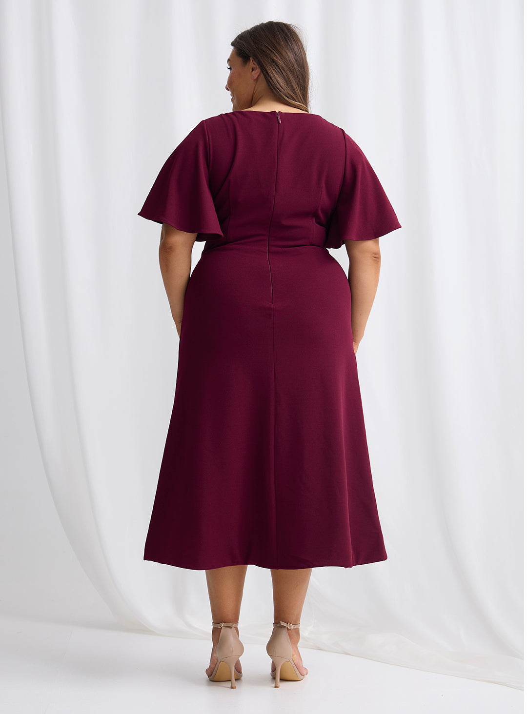 Trellis Lane Martha Midi Dress TL1196 (Available in Dusty Pink, Burgundy, Teal and Imperial Blue) (Copy)