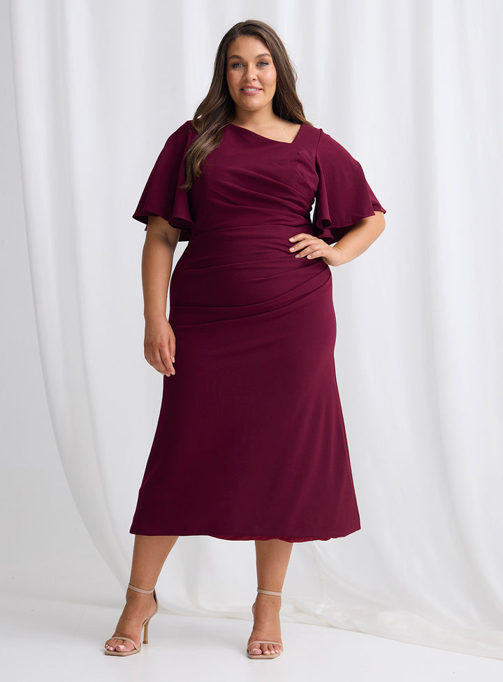 Trellis Lane Martha Midi Dress TL1196 (Available in Dusty Pink, Burgundy, Teal and Imperial Blue) (Copy)