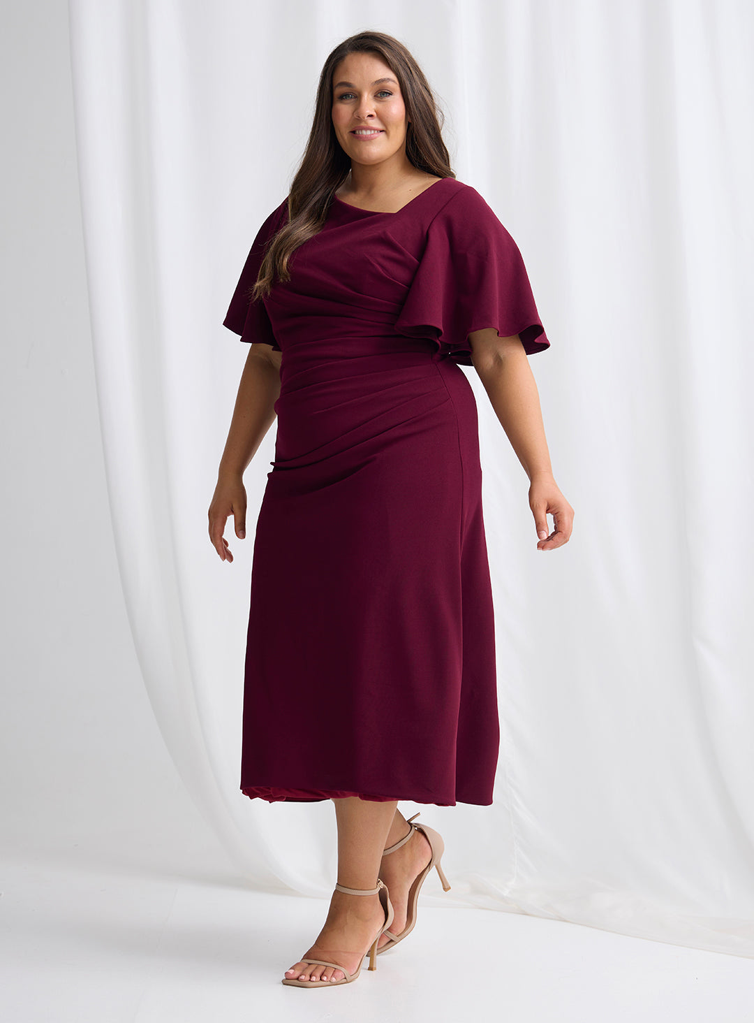 Trellis Lane Martha Midi Dress TL1196 (Available in Dusty Pink, Burgundy, Teal and Imperial Blue) (Copy)