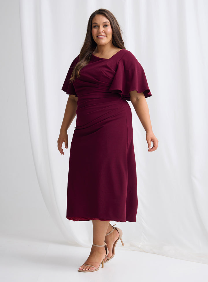 Trellis Lane Martha Midi Dress TL1196 (Available in Dusty Pink, Burgundy, Teal and Imperial Blue) (Copy)