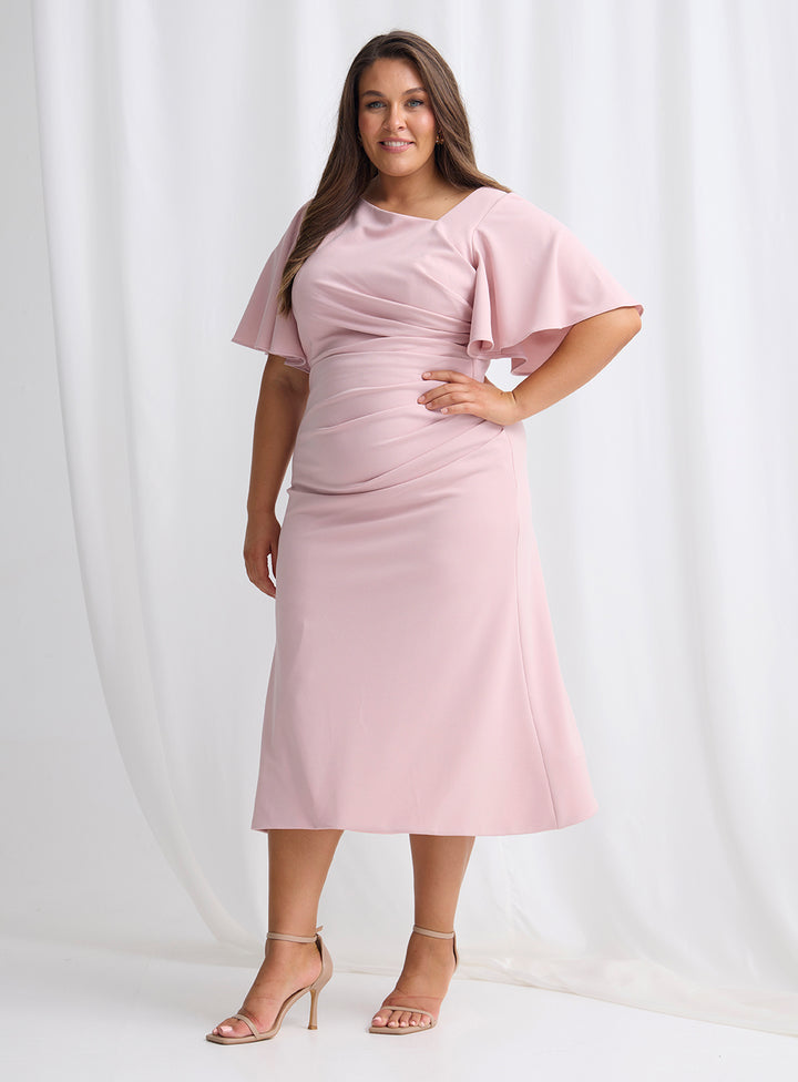 Trellis Lane Martha Midi Dress TL1196 (Available in Dusty Pink, Burgundy, Teal and Imperial Blue) (Copy)