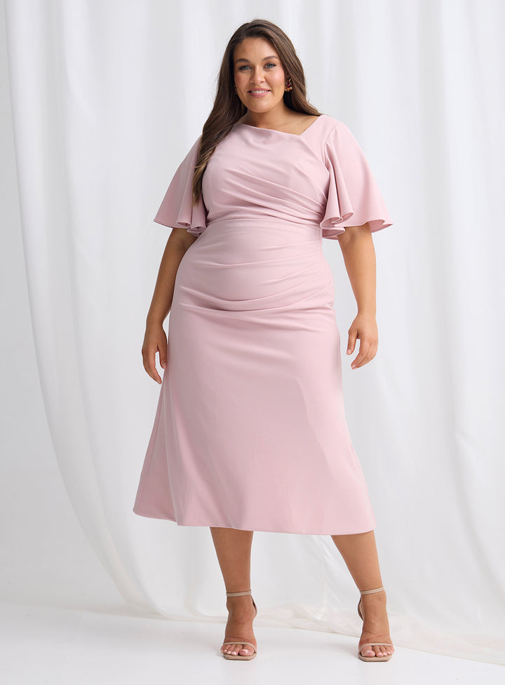 Trellis Lane Martha Midi Dress TL1196 (Available in Dusty Pink, Burgundy, Teal and Imperial Blue) (Copy)