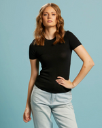 Fate Melrose Short Sleeve Knit Top In Black
