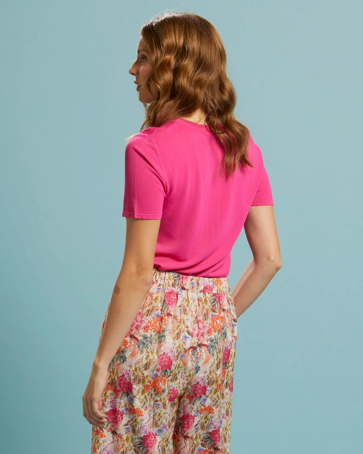 Fate Melrose Short Sleeve Knit Top In Watermelon