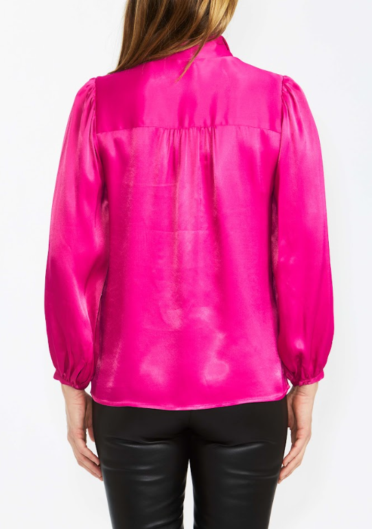 Ping Pong Pussy Bow Blouse in Fuschia