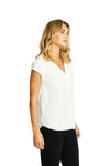 Ping Pong Helen V Neck Slinky Top in Ivory