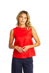 Ping Pong Lucy Linen Scallop Top in Poppy