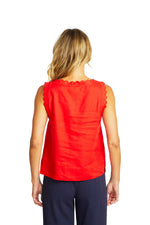 Ping Pong Lucy Linen Scallop Top in Poppy